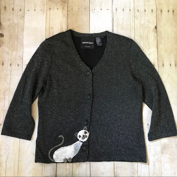 Bead Cat Cardigan Sweater 